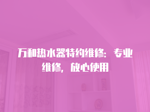 萬和熱水器特約維修：專業維修，放心使用