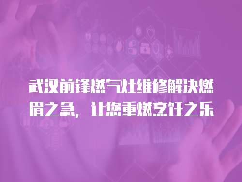 武漢前鋒燃?xì)庠罹S修解決燃眉之急，讓您重燃烹飪之樂