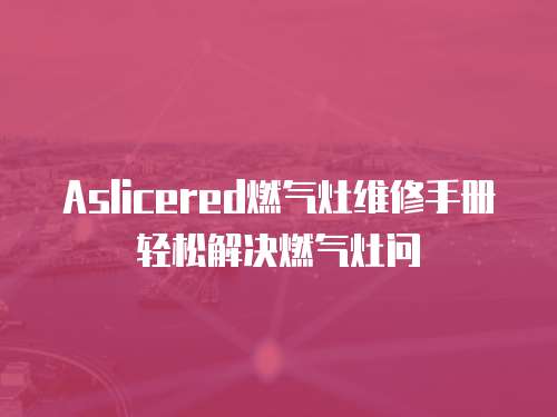 Aslicered燃氣灶維修手冊輕松解決燃氣灶問