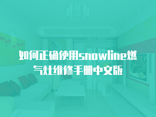 如何正確使用snowline燃氣灶維修手冊中文版