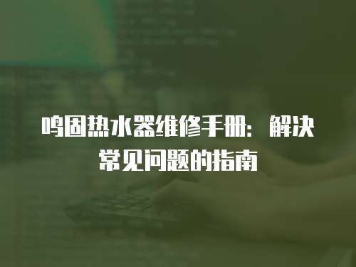 鳴固熱水器維修手冊：解決常見問題的指南