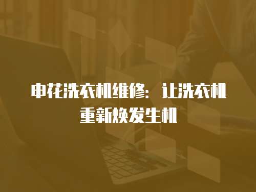 申花洗衣機維修：讓洗衣機重新煥發生機