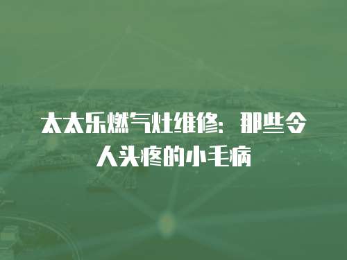 太太樂燃氣灶維修：那些令人頭疼的小毛病