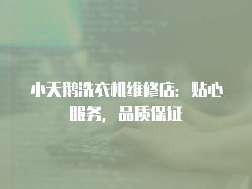 小天鵝洗衣機維修店：貼心服務，品質保證