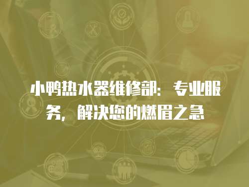 小鴨熱水器維修部：專業服務，解決您的燃眉之急
