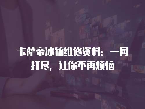 卡薩帝冰箱維修資料：一網打盡，讓你不再煩惱