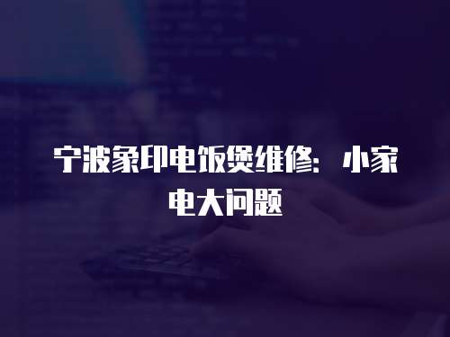 寧波象印電飯煲維修：小家電大問題