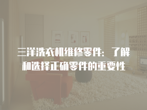 三洋洗衣機維修零件：了解和選擇正確零件的重要性