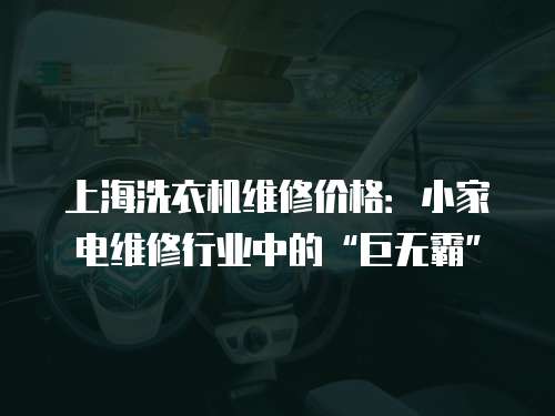 上海洗衣機維修價格：小家電維修行業中的“巨無霸”