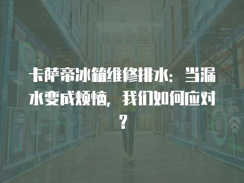 卡薩帝冰箱維修排水：當漏水變成煩惱，我們如何應對？