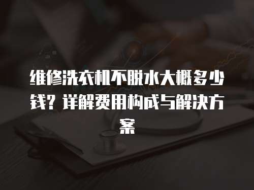 維修洗衣機不脫水大概多少錢？詳解費用構成與解決方案