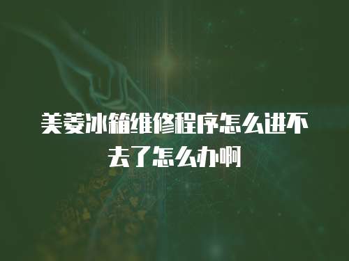 美菱冰箱維修程序怎么進不去了怎么辦啊