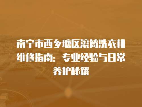 南寧市西鄉塘區滾筒洗衣機維修指南：專業經驗與日常養護秘籍