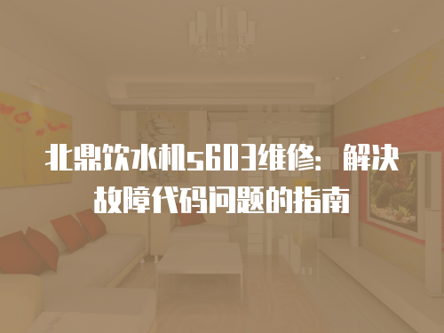 北鼎飲水機s603維修：解決故障代碼問題的指南