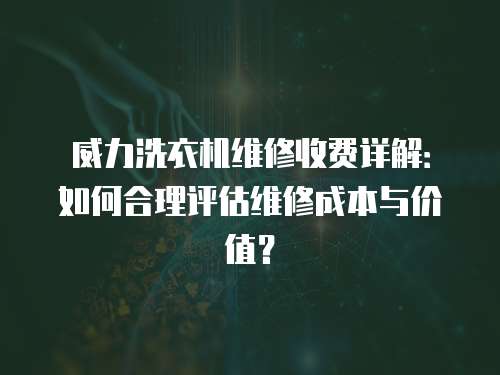 威力洗衣機維修收費詳解：如何合理評估維修成本與價值？