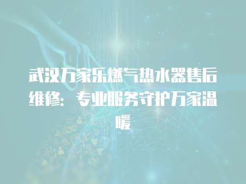 武漢萬(wàn)家樂(lè)燃?xì)鉄崴魇酆缶S修：專業(yè)服務(wù)守護(hù)萬(wàn)家溫暖