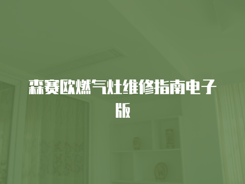 森賽歐燃氣灶維修指南電子版