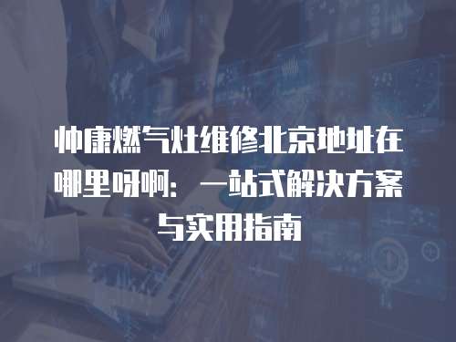 帥康燃?xì)庠罹S修北京地址在哪里呀啊：一站式解決方案與實用指南