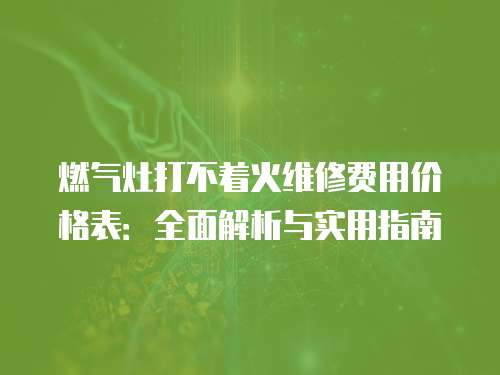 燃氣灶打不著火維修費用價格表：全面解析與實用指南