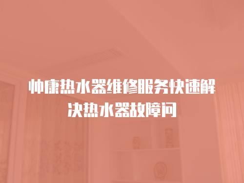 帥康熱水器維修服務快速解決熱水器故障問